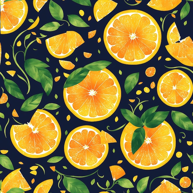 Seamless patterns of Realistic Citrus Fruit