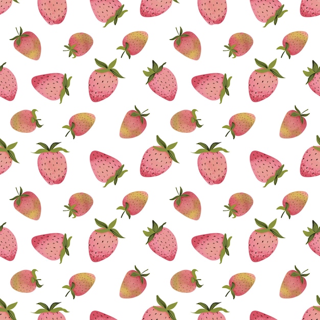 Photo seamless patterns with stylized images of ripe strawberries in different shapes