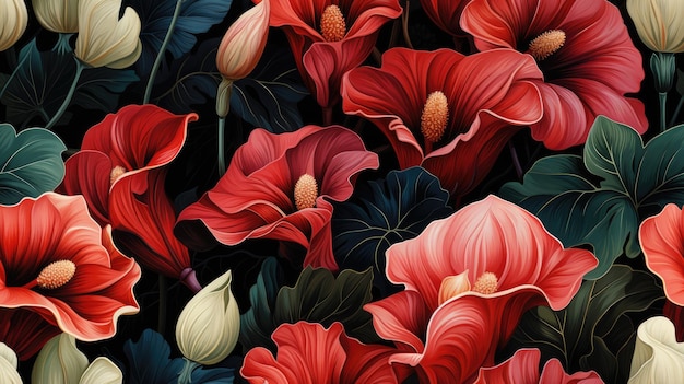 Seamless pattren of anthurium flower