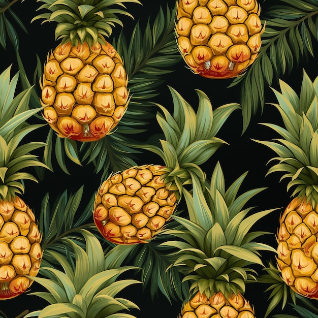 Seamless pineapple pattern banner wallpaper simple background generative ai