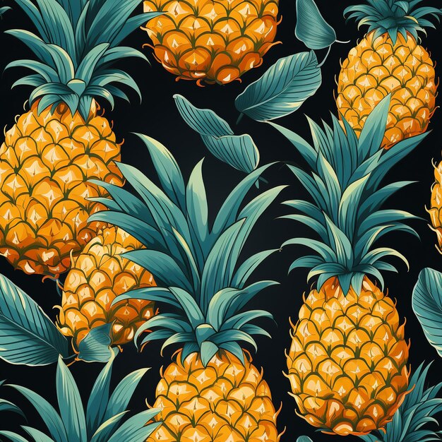 Photo seamless pineapple pattern banner wallpaper simple background generative ai