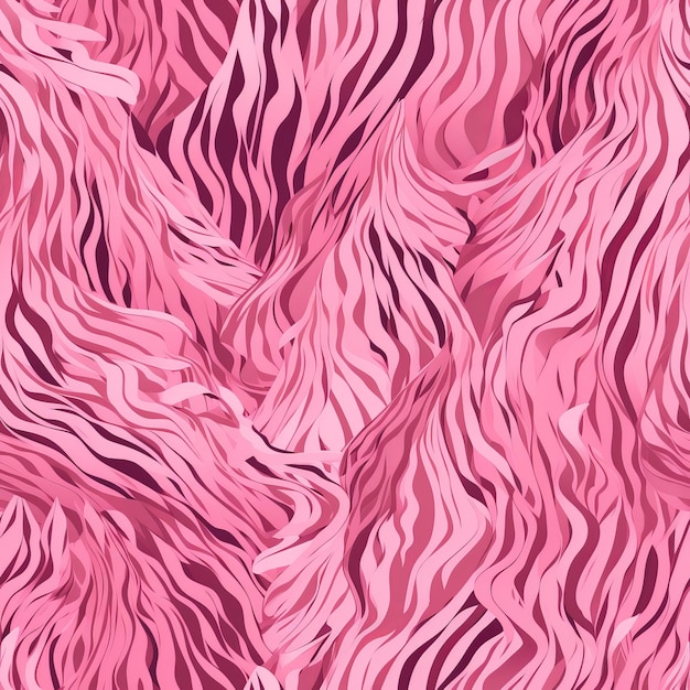 Бесшовный дизайн ткани из розового тигрового меха с полосатыми текстурами и узорами животных, такими как полосы тигра и поколение зебры AI