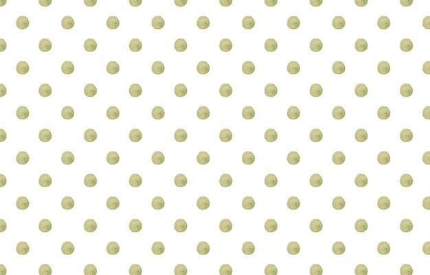 Photo seamless polka dots pattern with green watercolor circles on white background.