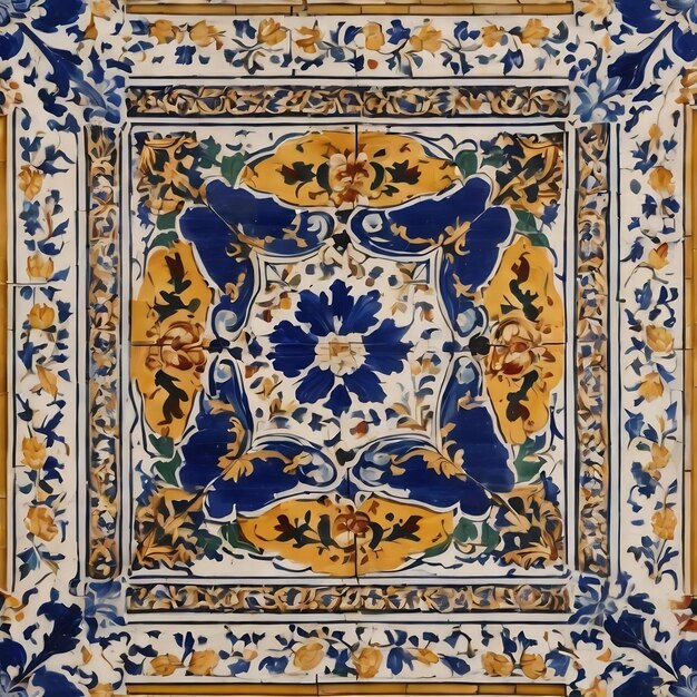 Бесшовный фоновый плитка azulejo Португалии или Испании