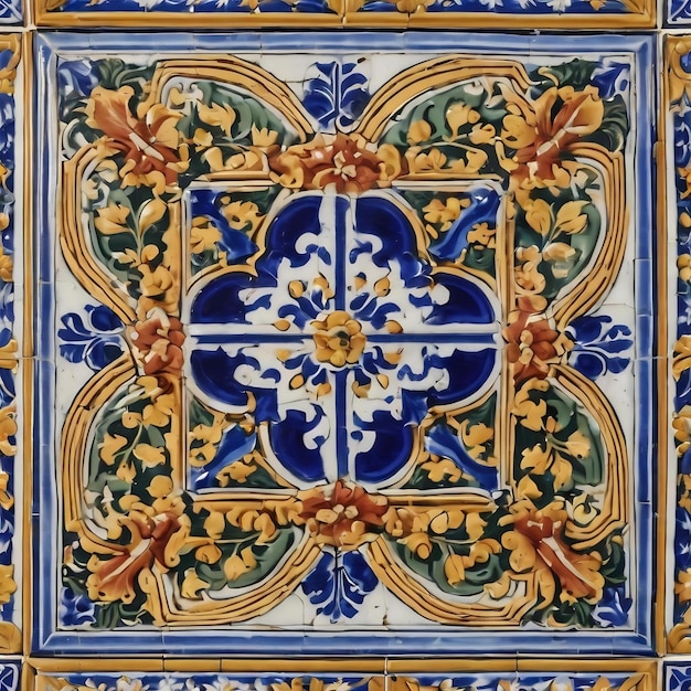 부드러운 포르투갈 또는 스페인 azulejo 타일 고해상도