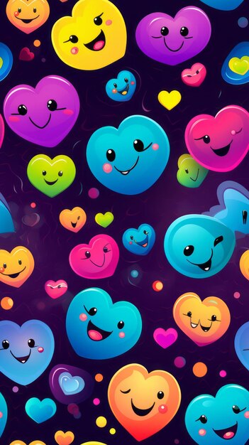Seamless Pretty Smiley Face Illustration Pattern in Colorful