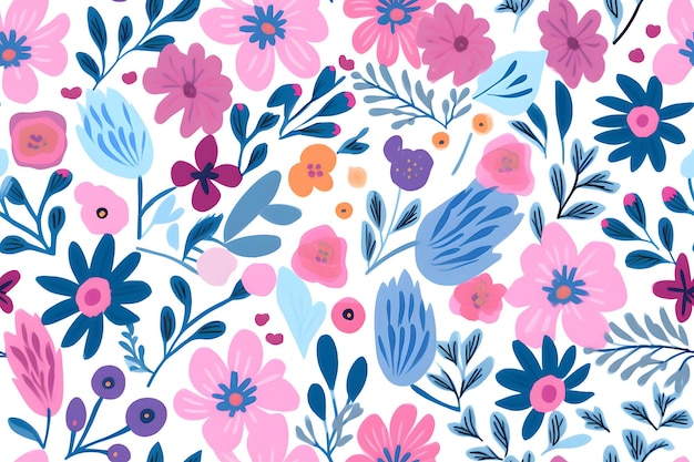 원활한 보라색 파란색 패턴 작은 꽃의 귀여운 패턴 작은 라일락과 꽃