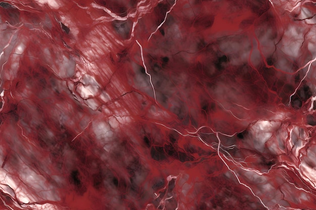 Seamless red marble texture with black and white veins neural network generated image