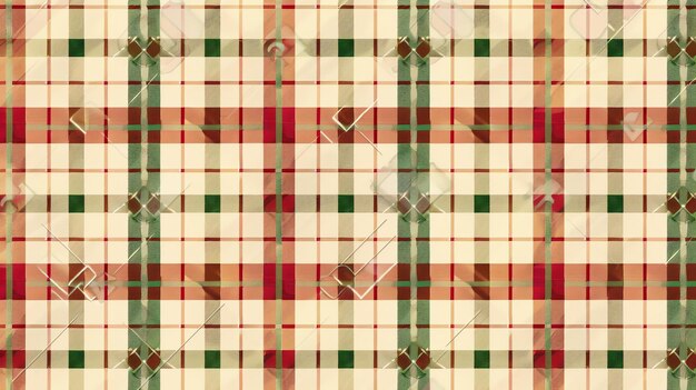 Photo a seamless repeatable pattern of a classic tartan plaid design in beige red green and brown