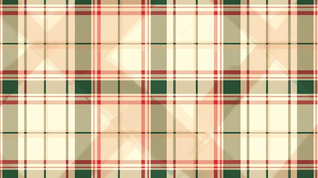 A seamless repeatable pattern of a classic tartan plaid design in beige red and green