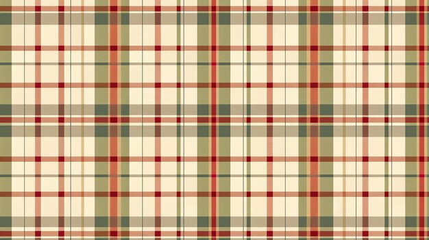 A seamless repeatable pattern of a classic tartan plaid in muted earth tones of red orange green and beige