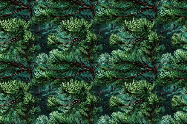 Seamless repetitive tile of fir pine branches for a celebration background coniferous leaves
