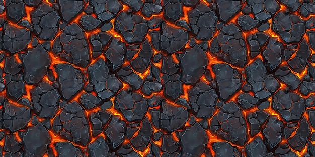 Seamless rock with lava veins pattern tileable cracked earth texture great for video game design
