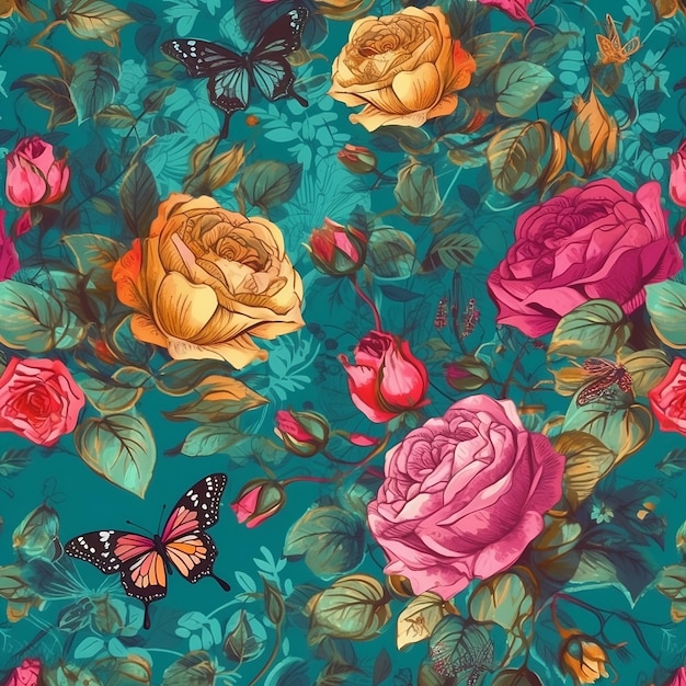 Seamless rose flower pattern