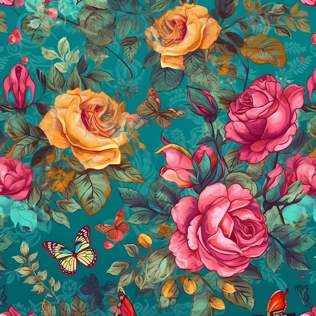 Seamless rose flower pattern