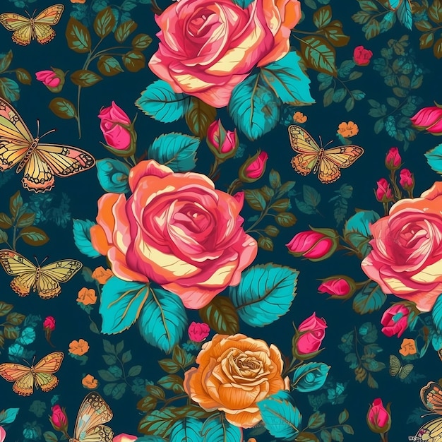 Seamless rose flower pattern