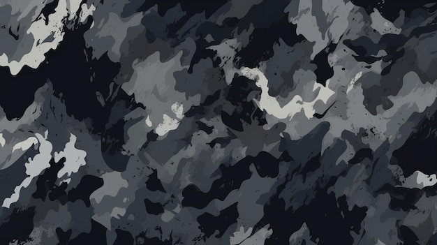 Seamless Rough Textured Military Hunting or Paintball Camouflage Pattern in Dark Black and Gray