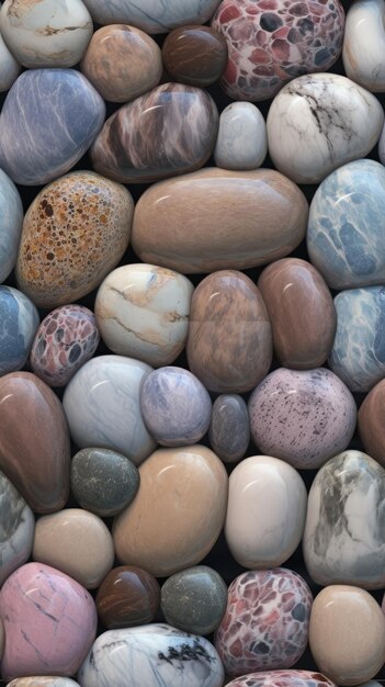 Seamless Rounded MultiColored Marble Stones