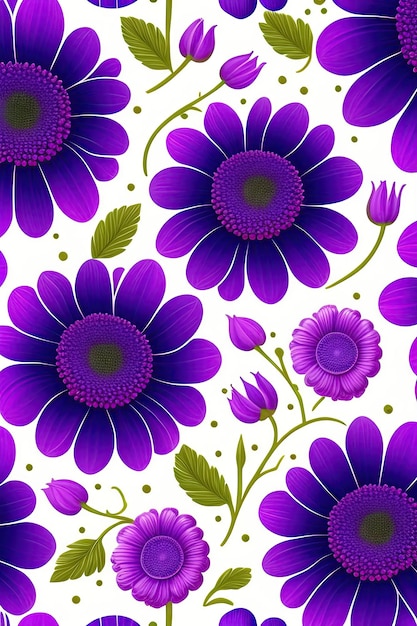 Seamless seamless repeat pattern with flowers background with abstract purple anemone