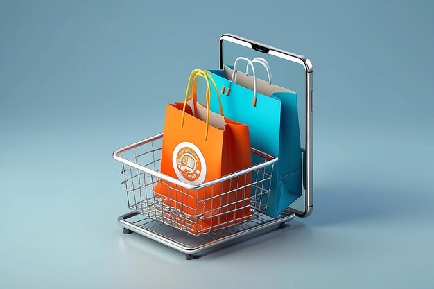 Seamless Shopping Experience 3D Vector Render of Online Shopping Bag for Easy Product Add to Cart Ecommerce Simplified