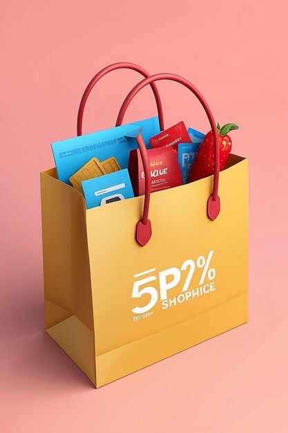 Seamless Shopping Experience 3D Vector Render of Online Shopping Bag for Easy Product Add to Cart Ecommerce Simplified