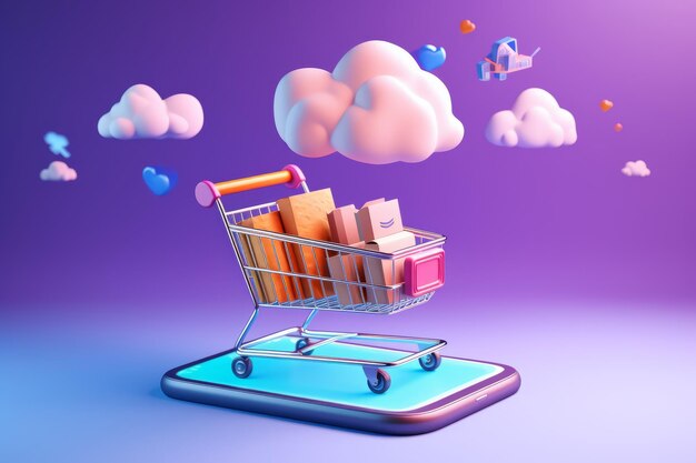 Seamless shopping experience a realistic vector illustration of an online store with mobile shoppi