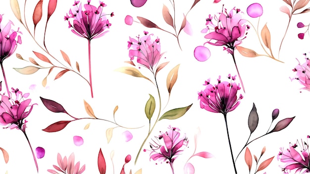 seamless Spikenard floral water color pattern on white background