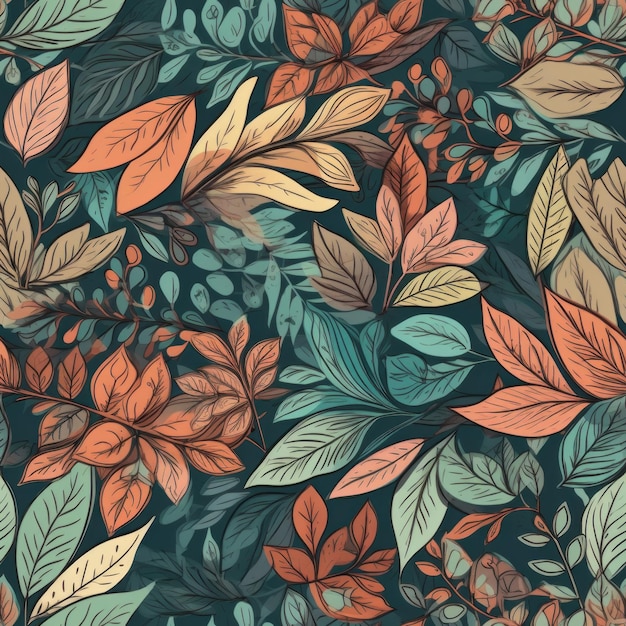 Seamless Spring Leaves Pattern