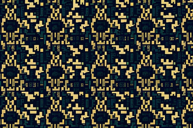 Фото Бесшовный квадратный точечный синий оранжевый гранж-пиксельный узор генеративный ai