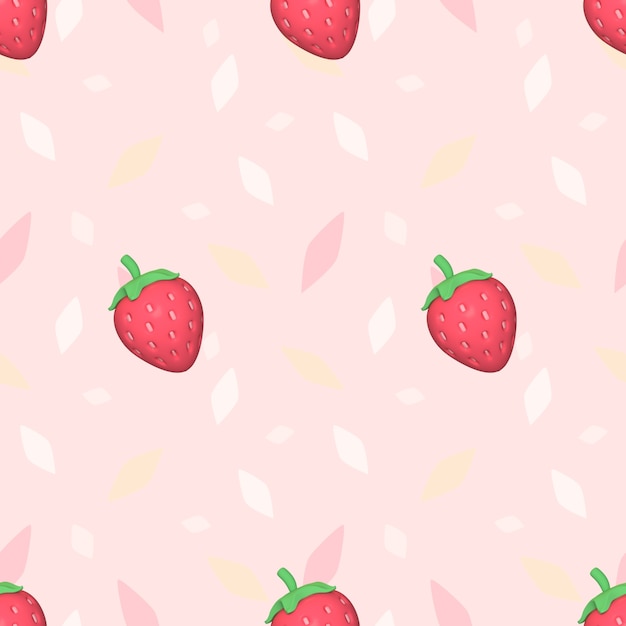 Photo seamless strawberry pattern 3d rendered picture