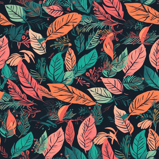 Seamless Summer Leaves Texture with Beautiful Colors