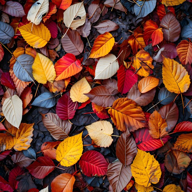 写真 無縫の質感と色とりどりの落ちた秋の葉の背景