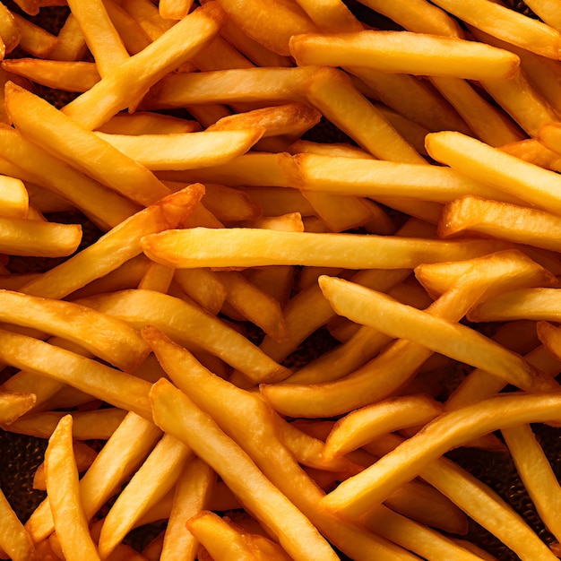 Seamless texture and fullframe background of piled french fries neural network generated image