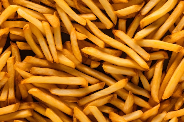 Seamless texture and fullframe background of piled french fries neural network generated image