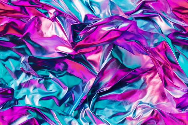 Seamless texture of iridescent colors and crumpled foil