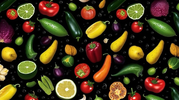 Seamless texture pattern background of healthy fruits Generative Ai
