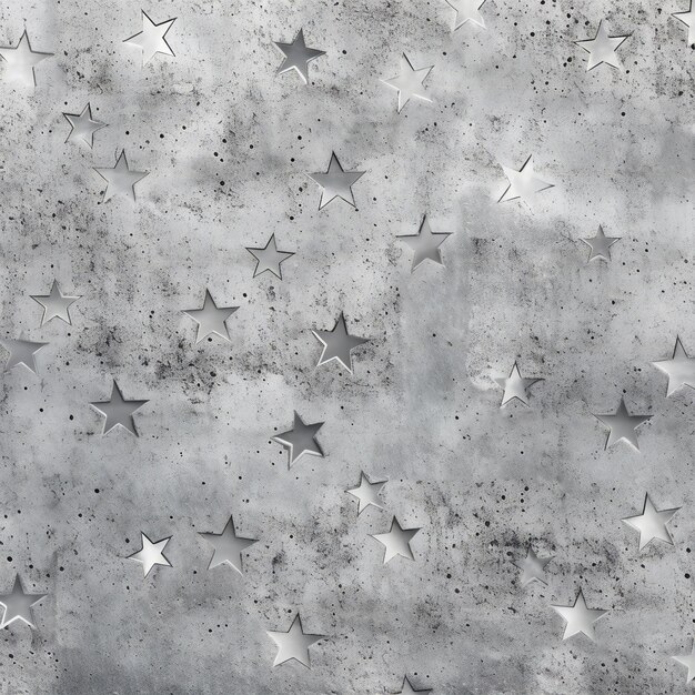 Photo seamless texture of silver stars on a gray concrete wall