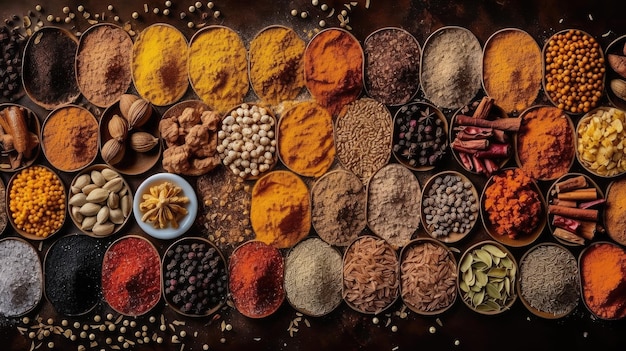 Seamless texture with spices and herbs