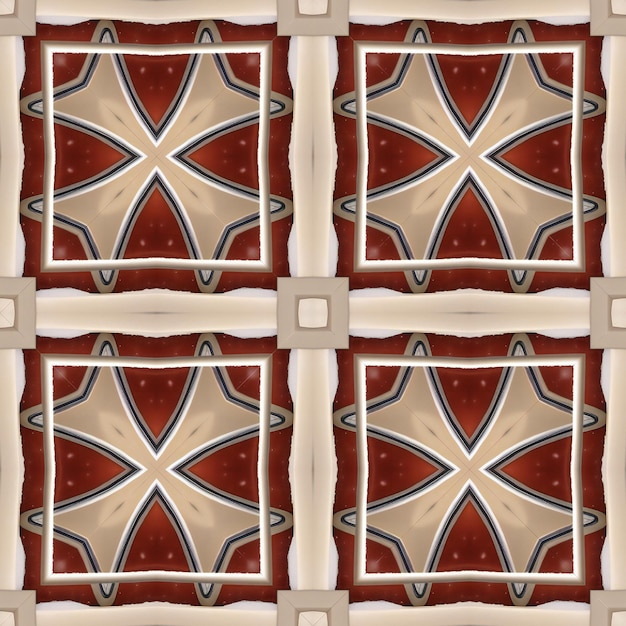 Seamless tileable decorative pattern with symmetrical design and vivid colors