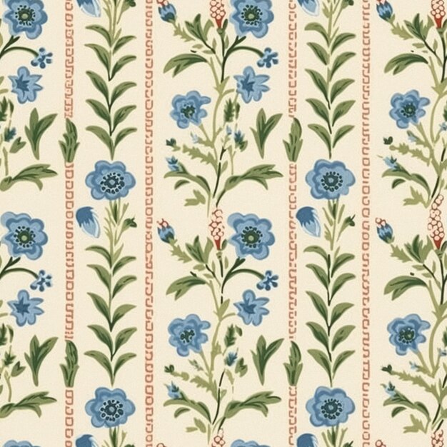 Seamless tileable pattern for wallpaper decor and fabric design featuring a classic floral motif