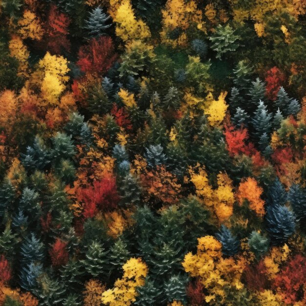 Seamless top view of the autumn forest