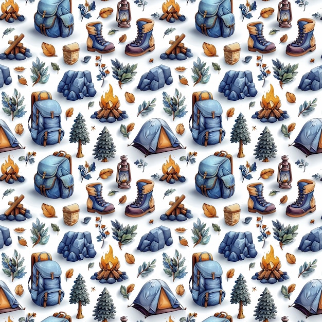 Seamless tourist nature pattern in vector style