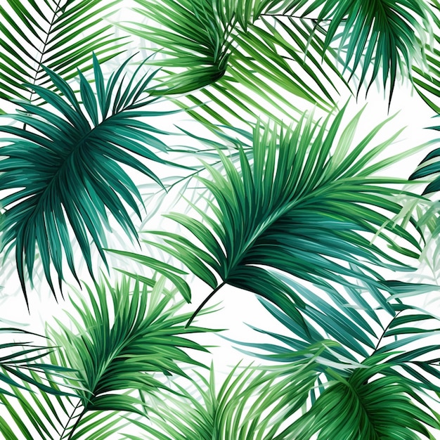 a seamless tropical background with palm leaves generative ai