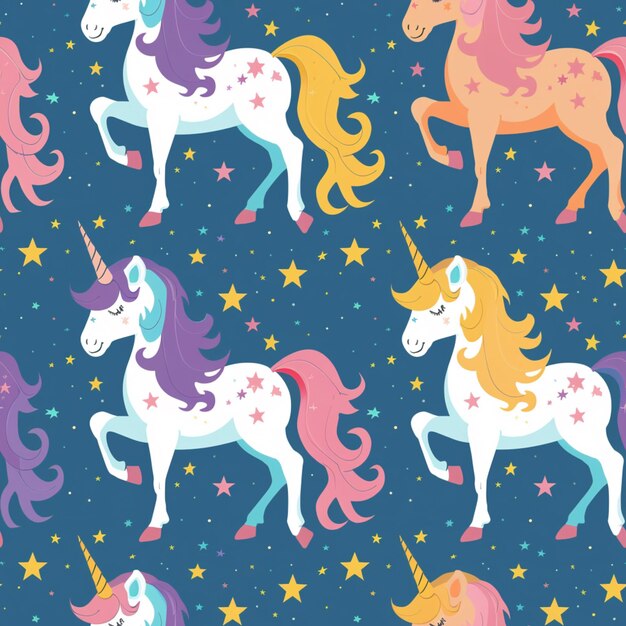 Photo seamless unicorns pattern vector generative ai