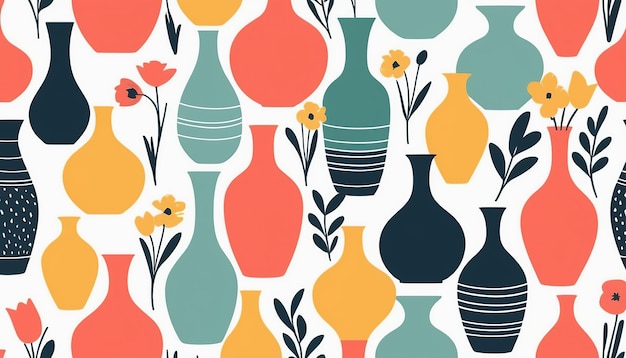 Seamless Vase Pattern A Unique Hand Drawn Illustration