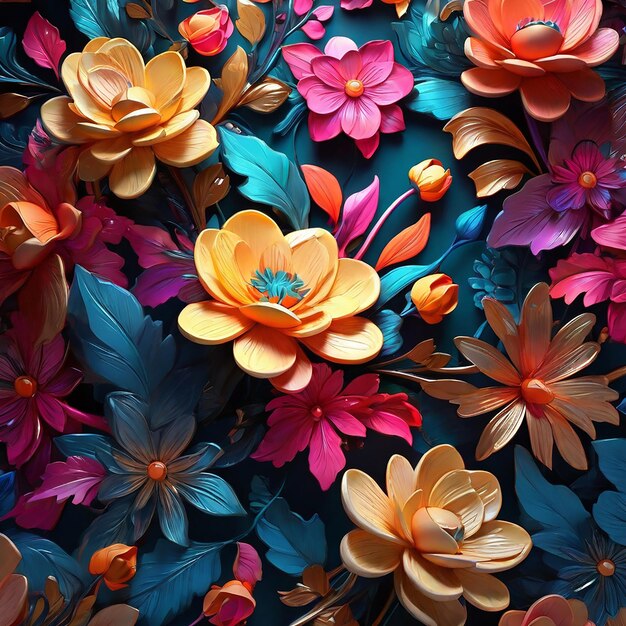 Seamless vibrant glowing floral garden pattern Gorgeous wallpaper design