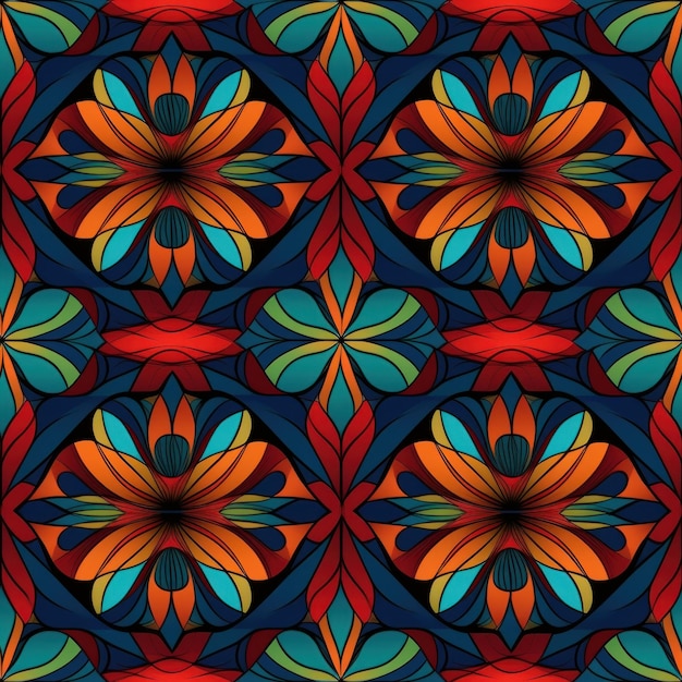 Seamless Vibrant and Hypnotic Kaleidoscopic Pattern