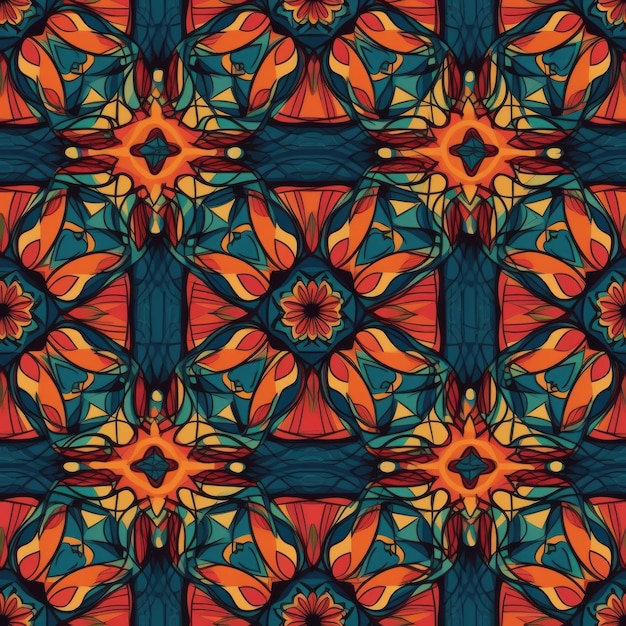 Seamless Vibrant and Hypnotic Kaleidoscopic Pattern