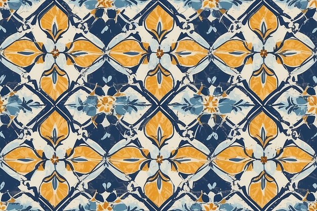 Бесшовный винтажный узор с azulejos плитками Эффект патчворка для прикосновения португальского и испанского декора