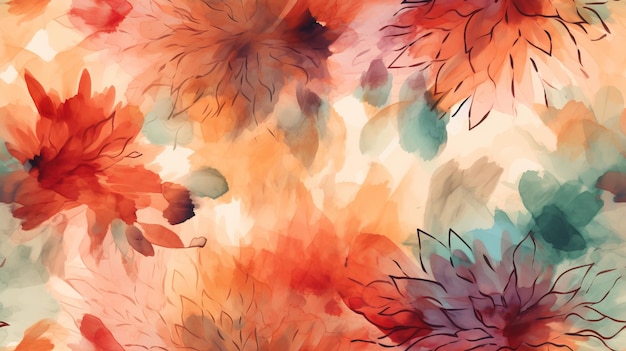 Seamless watercolor flower art pattern background Wallpaper